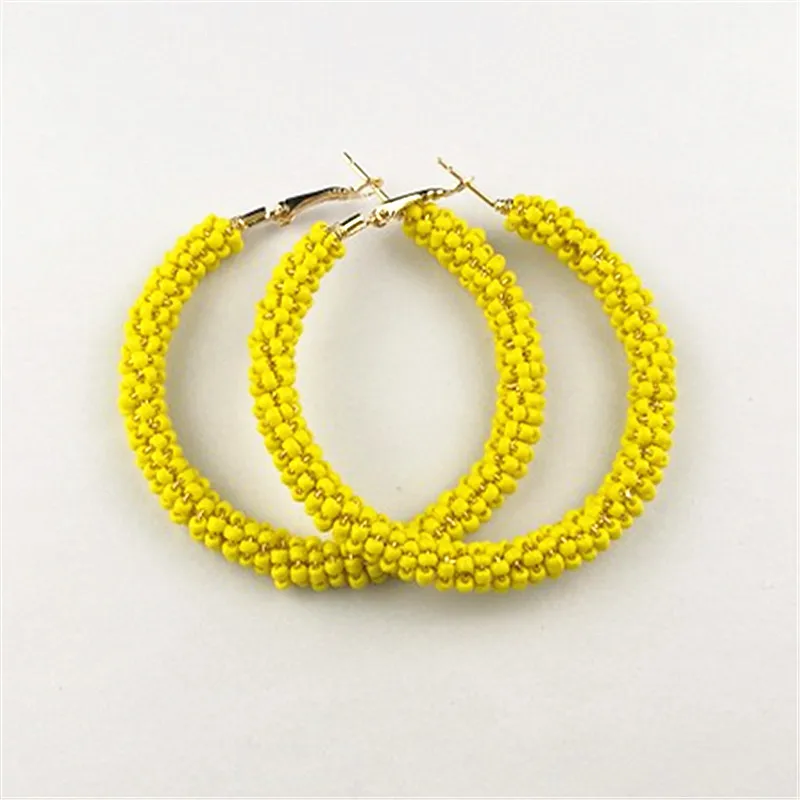 yellow WLP женские модные серьги Винтажные серьги в богемном стиле брендовые ювелирные изделия геометрический сплав покрытие простые серьги-кольца для женщин - Окраска металла: yellow
