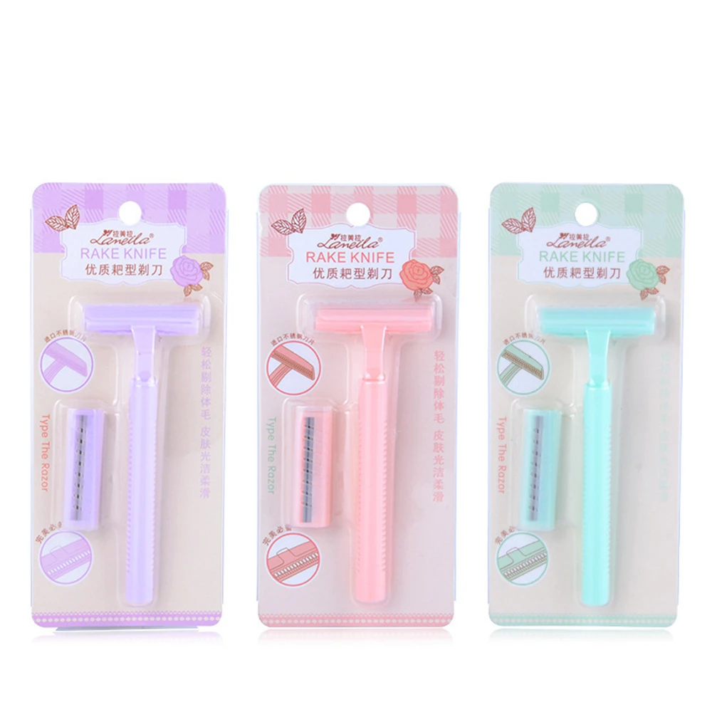 1 шт. бритвенная ручка 2 бритвенные лезвия ручное бритье женские бритвы лезвие