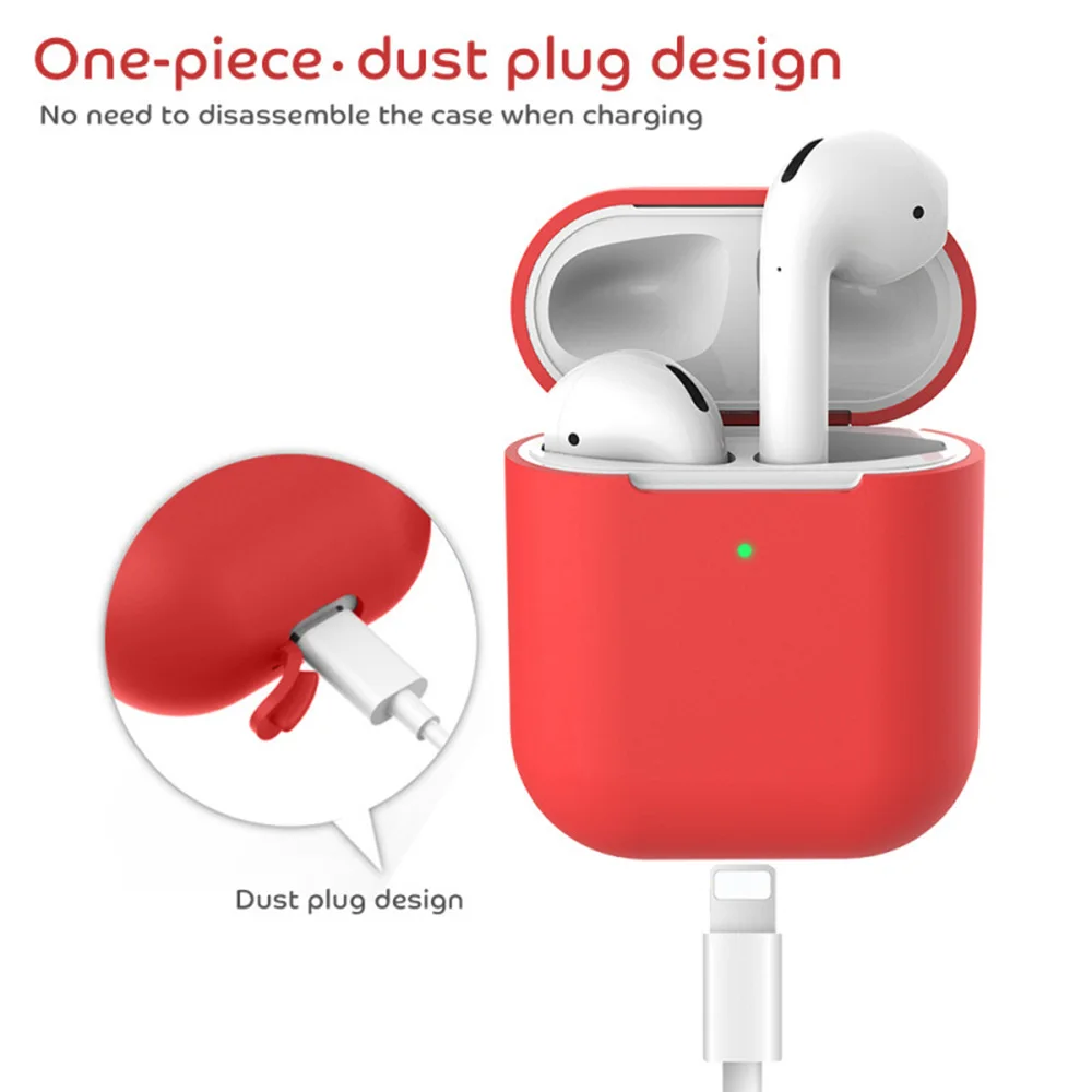 Мягкий силиконовый чехол для Airpods 2 аксессуары ударопрочный конфетного цвета