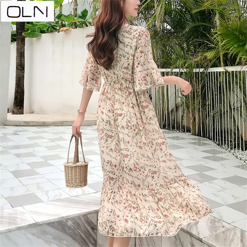 Платье OLN Новое корейское Vestidos поступление Высокое качество Ретро нежный ветер