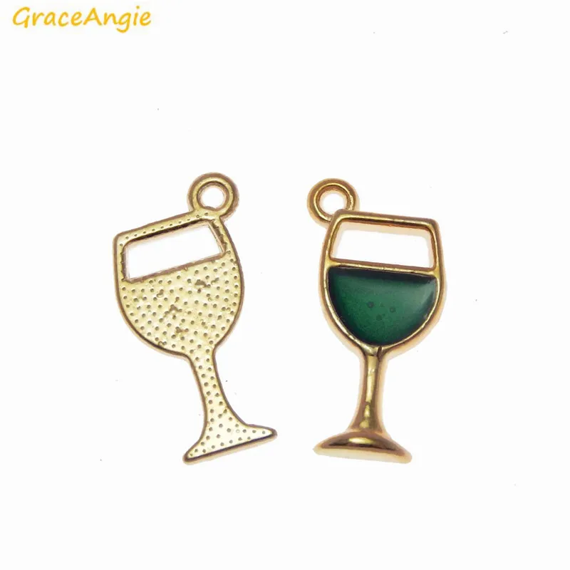 GraceAngie 12 шт Красочные эмаль вина в чашке Кубок Подвеска Шарм для DIY стильные