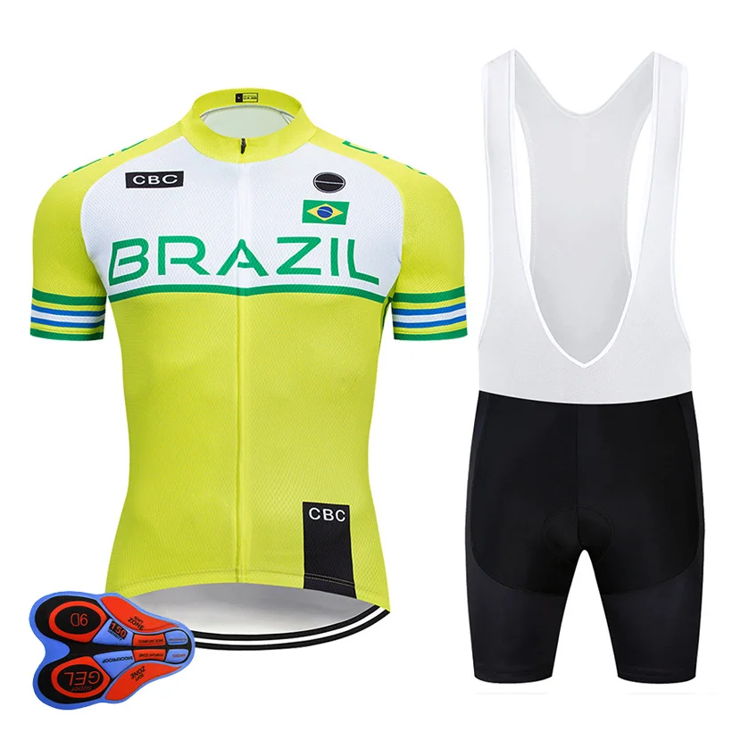 Cycling Set Команда Бразилии Велоспорт Джерси Набор 9D велосипед шорты костюм Ropa Ciclismo мужские летние быстросохнущие велосипедный костюм, трико Culotte - Цвет: Cycling Set