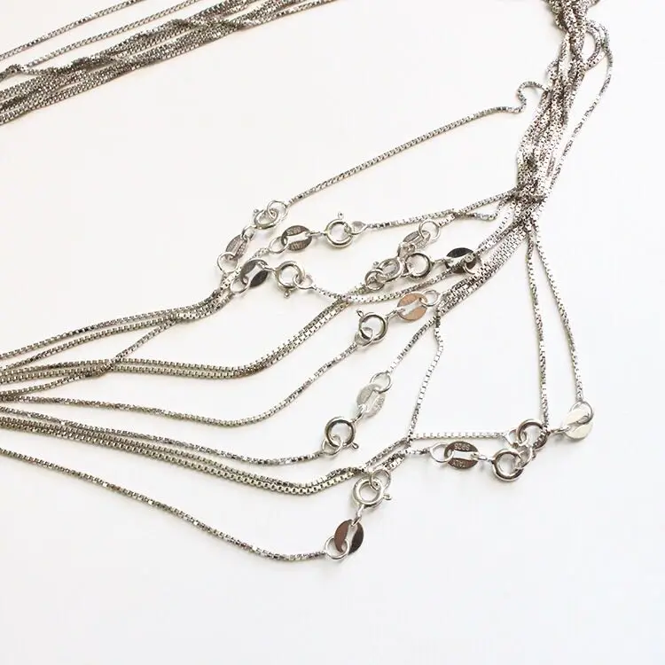 Цепочка Из серебра S925 пробы в форме коробки серебряного/золотого/розового золота