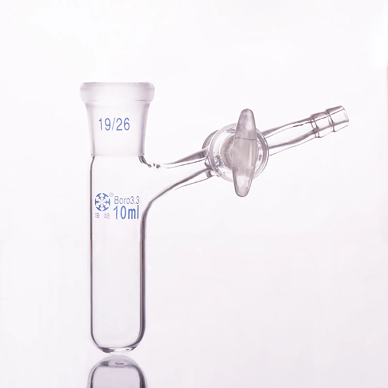 Reaction tube with glass valve and standard ground mouth,Capacity 10ml and joint 19/26,High borosilicate glass
