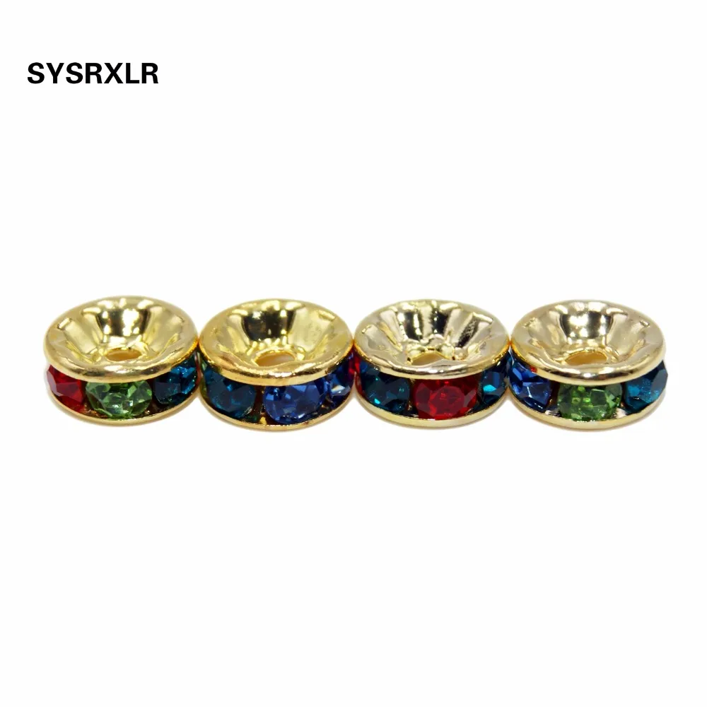 Оптовая продажа 100 шт. покрытием золото Цвет свободные Украшенные стразами