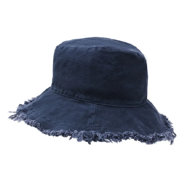 Женская джинсовая Панама с плоским верхом и волнистыми полями летняя