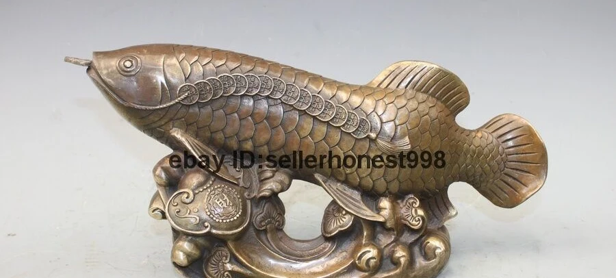 Китайский дом фэн шуй привлекает монета богатства Дракон кои Рыба Бронзовая