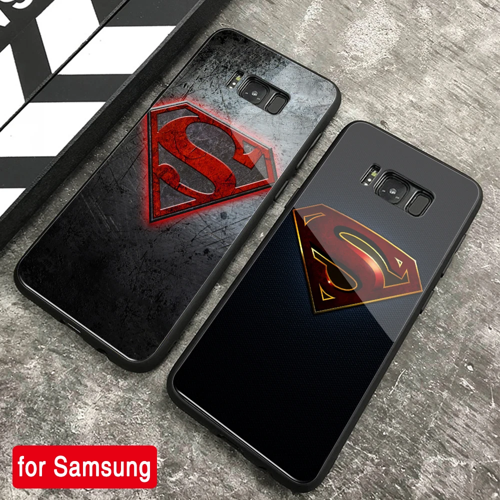 Для samsung S10 чехол Супермен Жесткий чехол из закаленного стекла для samsung Galaxy Note 8 9 10 S8 S9 Plus S10 plus S10 Lite