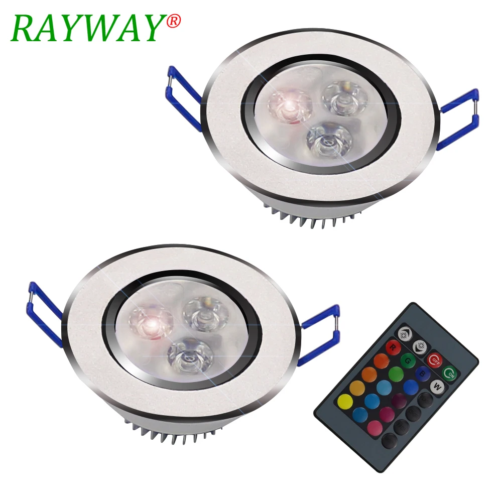 

5pcs/lot 3W RGB colorful LED Ceiling Downlight Recessed Cabinet Spot Light Bulb +IR Remote Controller Downlight lighting