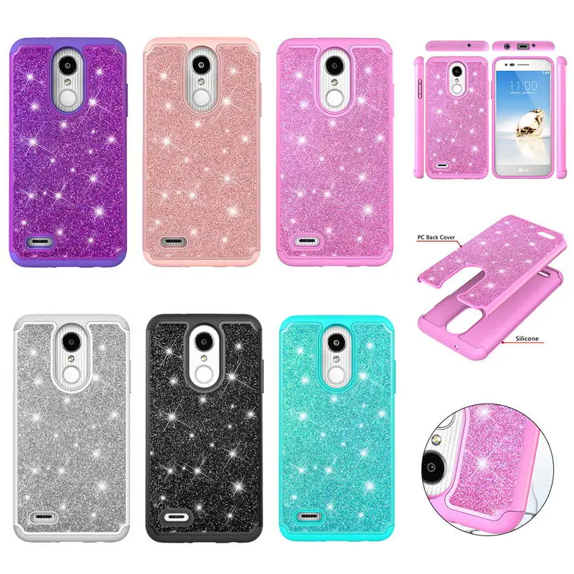 Чехол для LG Aristo 2 Bling Glitter в 1 силиконовый и поликарбонатный чехол Plus K8 2018 US Version V30