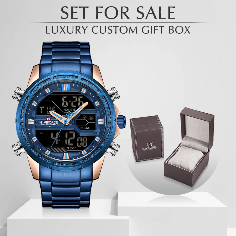 Часы NAVIFORCE мужские спортивные кварцевые цифровые с коробкой набор армейские