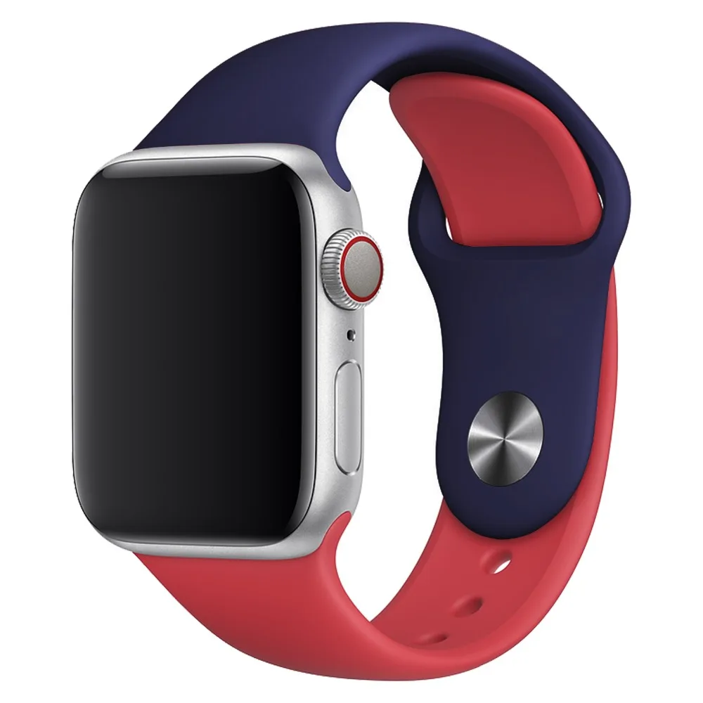 Для наручных часов iWatch, ремешок Красочный мягкий силиконовый ремешок для наручных часов Apple Watch Series 4/3/2/1 двухцветный браслет для часов 38 40 мм 42 44 мм