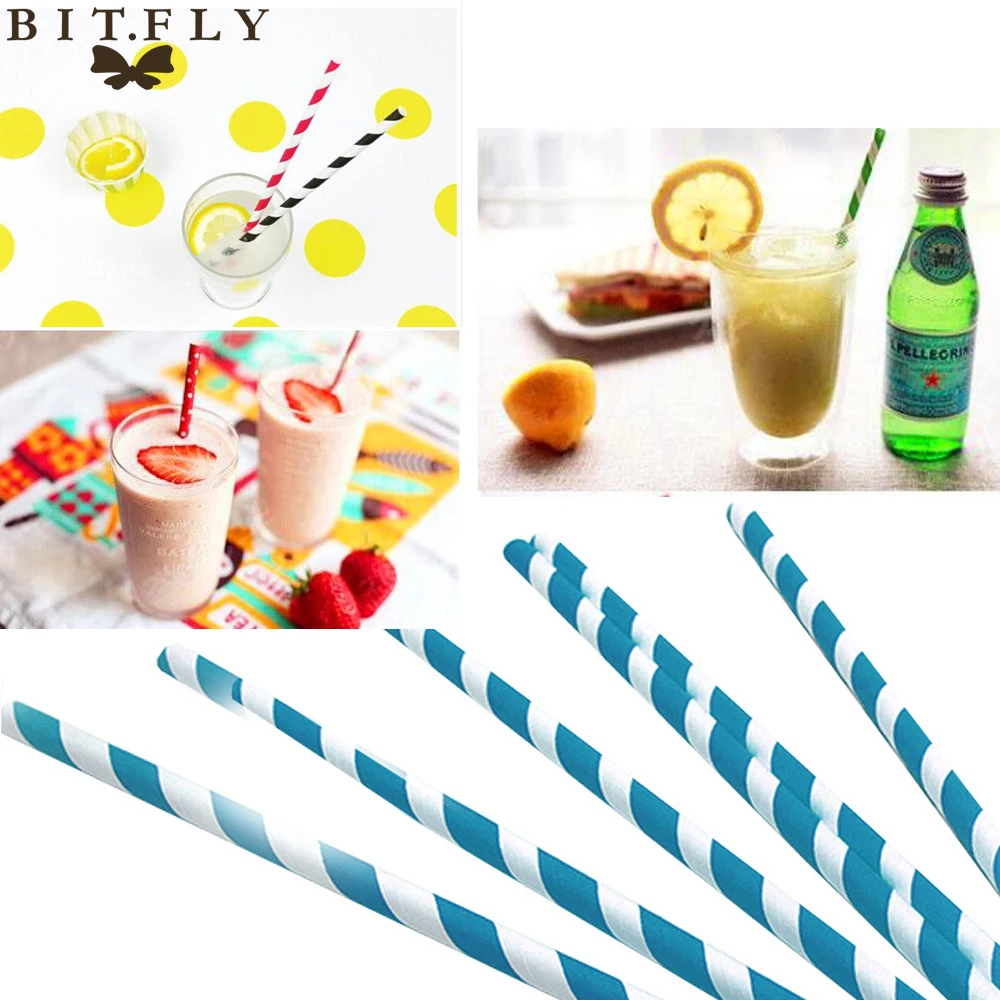 25 шт. бумажные соломинки для питья в полоску вечеринки свадьбы украшения детей