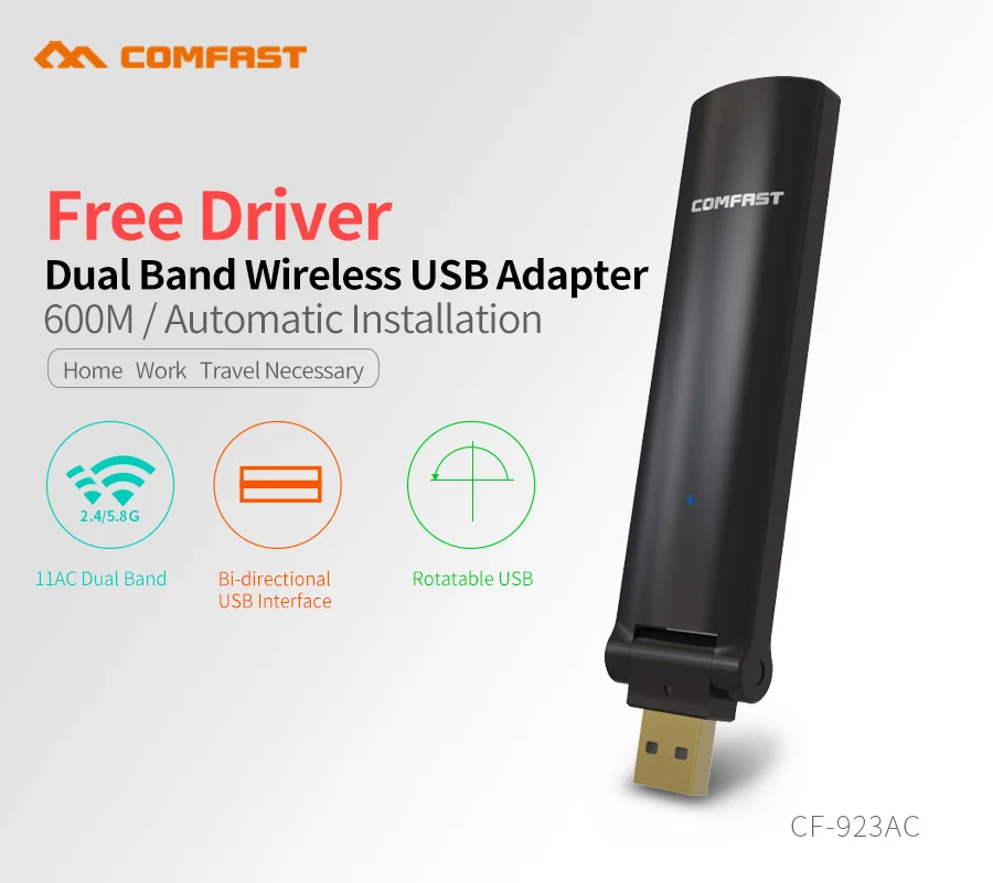 COMFAST usb wifi адаптер 600 Мбит/с USB2.0 1200 Бесплатный драйвер 2 4 ГГц + 5 двухдиапазонный Wi Fi