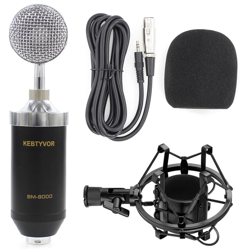 BM-8000 BM8000 конденсаторный микрофон Cardioid Pro аудио студия вокальная Запись микрофон KTV Караоке+ металлическое ударное крепление