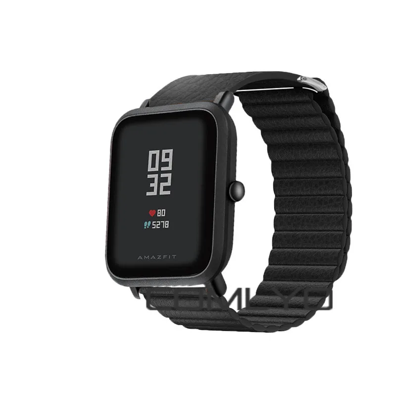 Кожаный браслет для Xiaomi huami amazfit Bip ремешок Смарт часы магнитный браслет на петле для amazfit GTS ремешок