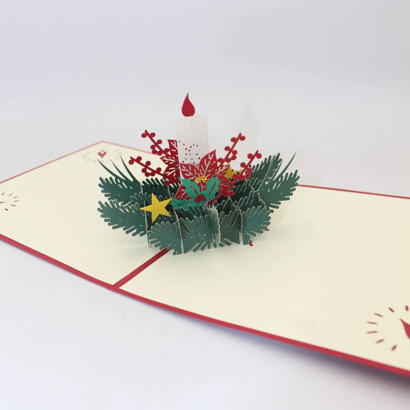 3D Ручная работа 2019 Счастливого Рождества цветущие кустарники свечи бумажные