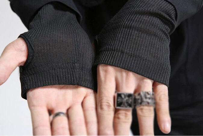 

Autumn Spring Metal rock gothic t shirt men Black Slim Long sleeve Stylish tee