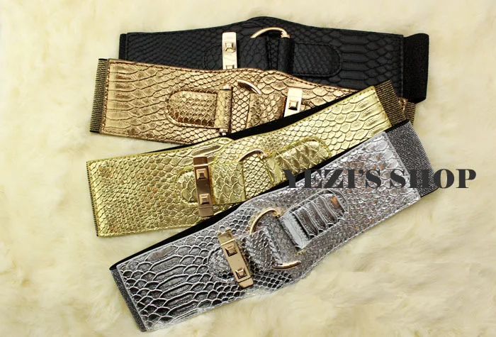 Ремень женский с пряжкой широкий кожаный пояс эластичным поясом для платьев |