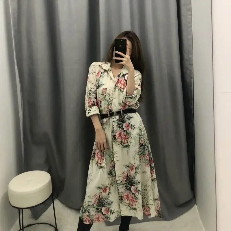 Женское длинное платье рубашка лето 2019 новые модные Сатиновые Саржевые Платья с