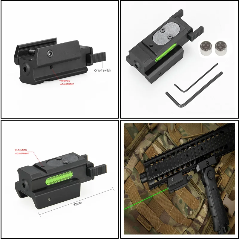 PPT Тактический красный лазерный прицел зеленый лазер с боковыми канавками для