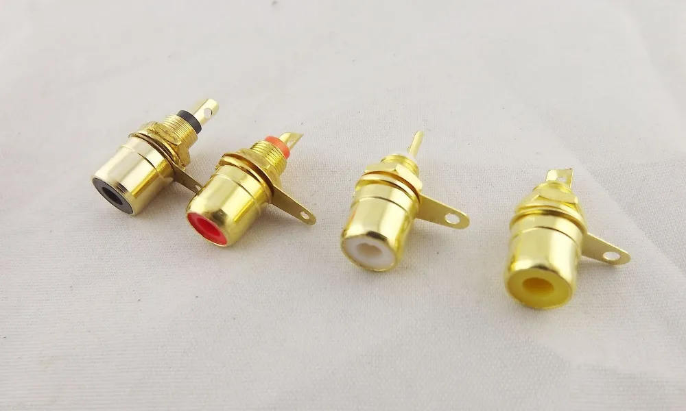 100 шт. золотые гнездовые разъемы RCA для корпуса Панельное крепление металлический