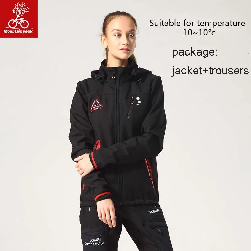Jacket and Pants W Водонепроницаемая ветрозащитная Зимняя Толстая велосипедная куртка, комплект, теплая велосипедная одежда, светоотражающая гоночная спортивная куртка, костюм, одежда - Цвет: Jacket and Pants W