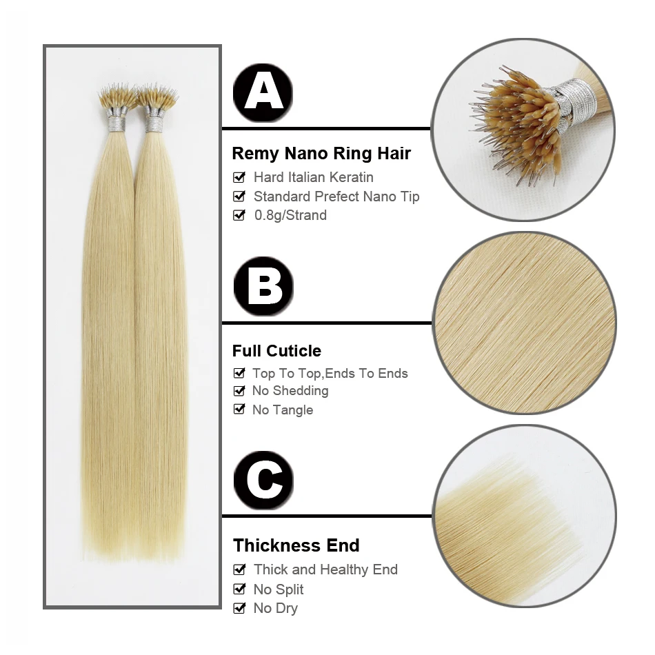 FOREVER HAIR европейские прямые кератиновые волосы с микро бусинами 0,8 г/локон 1" 18" 2" натуральные человеческие волосы Remy Nano Ring 50 шт