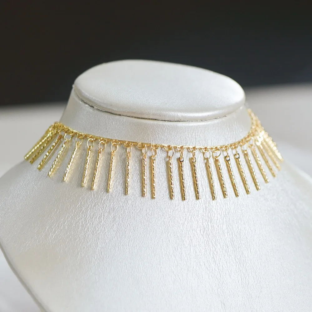 Gold Plated Brass Beaded Chains Link Chain with 15mm Stick Bar Beads Jewelry Craft Wholesale (#LK-194)/ 1 Meter=3.3 Ft | Украшения и