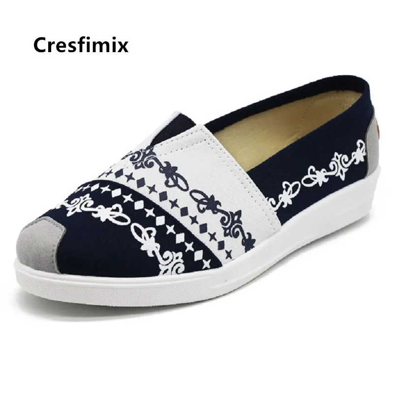 

Cresfimix women cute pattern canvas slip on flat shoes lady casual street comfortable shoes cool shoes zapatos de mujer a842