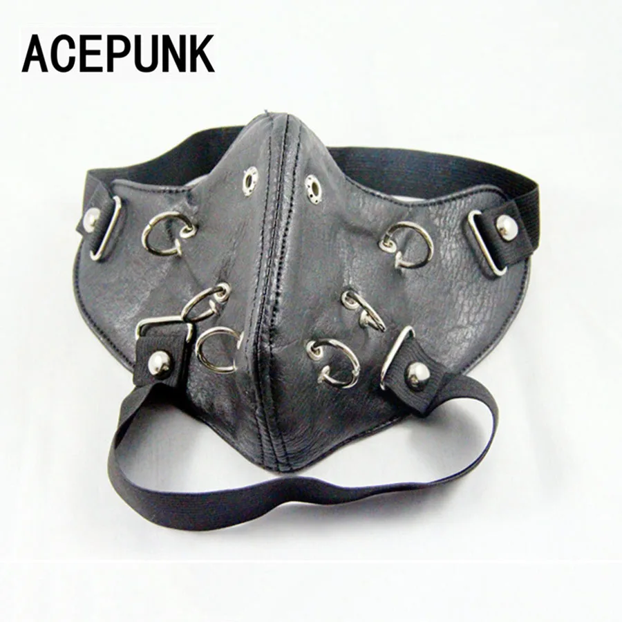 Маска с круглыми заклепками черная маска из искусственной кожи для косплея