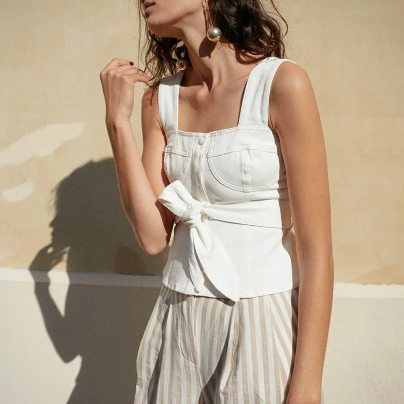 TWOTWINSTYLE летние футболки с открытыми плечами для женщин Топ женский Slash шеи бандаж