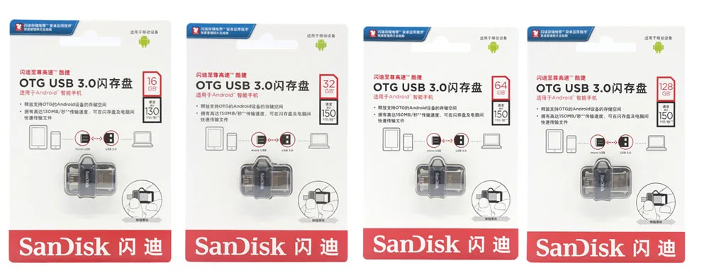 SanDisk Ultra Dual OTG USB флеш-накопитель 32 Гб 16 Гб USB 3,0 флеш-накопители 128 ГБ флеш-накопители 64 Гб Поддержка 0fficial проверка 150 м/с