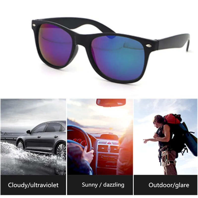 Черная оправа простые пластиковые солнцезащитные очки водительское зеркало для