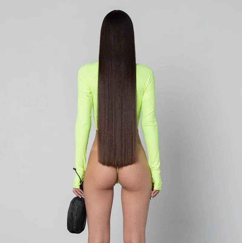 Сексуальная оранжевая черная водолазка костюм для женщин Черный Bodycon