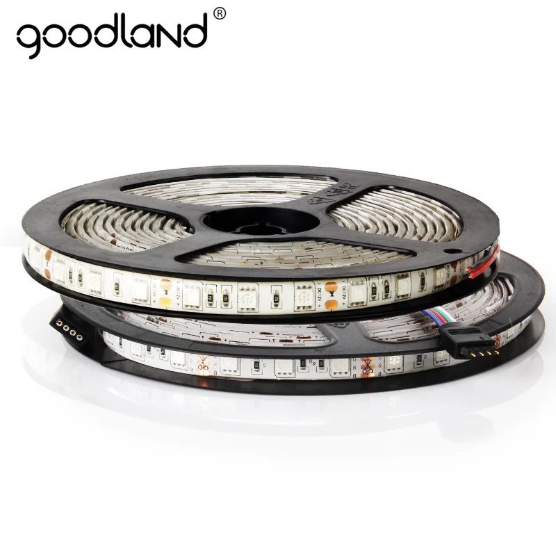 Goodland светодиодная лента света RGB 5 м DC12V 60leds/M IP65 Водонепроницаемый SMD5050 один Цвет