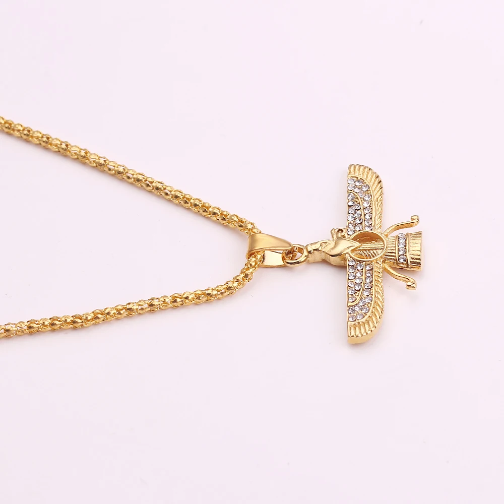 Хип хоп горный хрусталь вымощенный Bling Iced Out Iran Faravahar Ahura Mazda Zoroastrian ожерелье