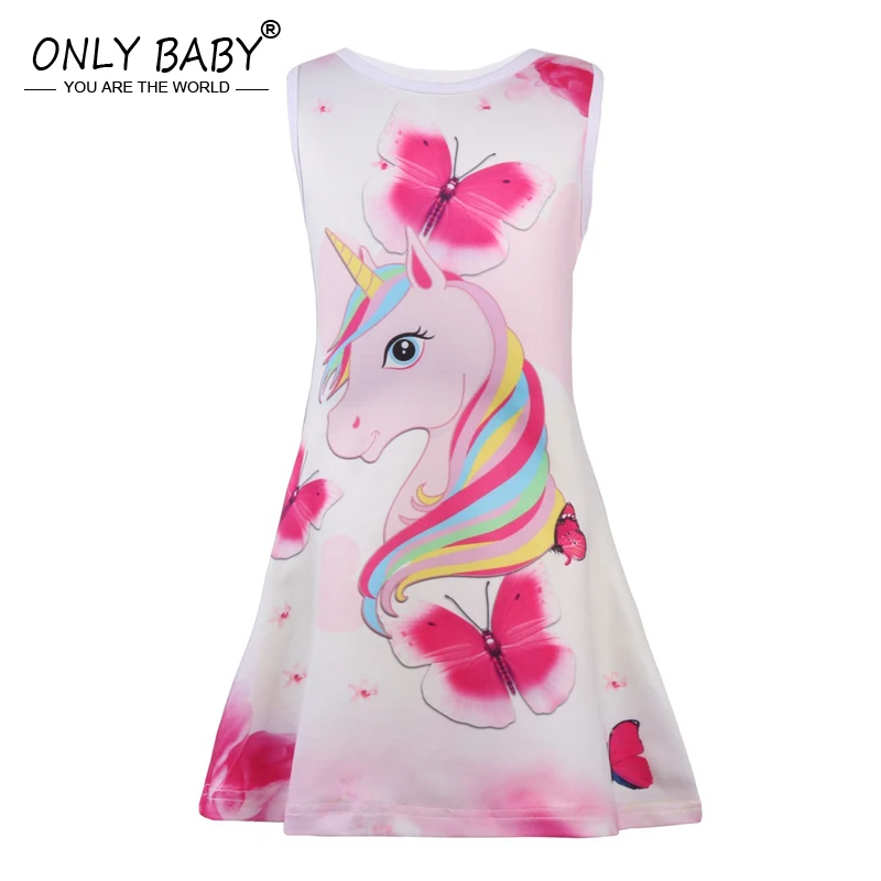 Единорог вечерние Летнее платье для девочек Одежда пижама в виде единорога