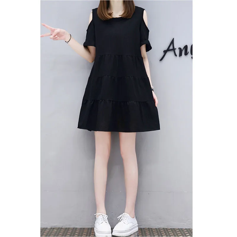 Женское летнее платье с коротким рукавом круглым вырезом|Женские платья| |