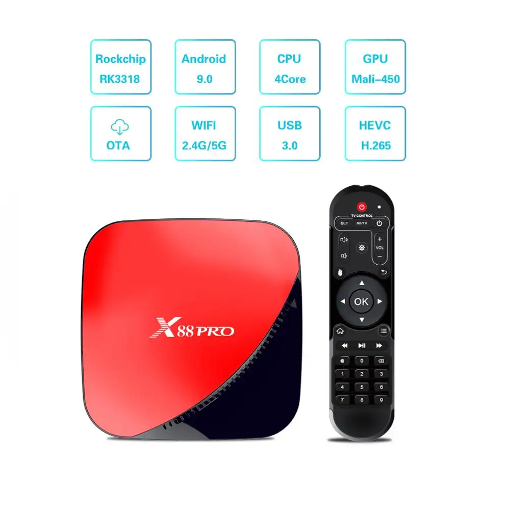 ТВ приставка LEMADO X88PRO Android 9 0 телеприставка Rockchip RK3318 4 Гб RAM 64 ROM 4K Google Player Store Smart TV