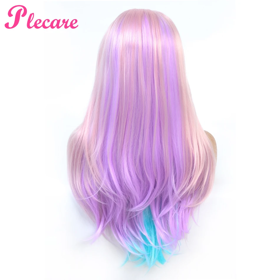 Plecare Ombre Длинные цветные синтетические волосы парик Pruiken прямые кружевные