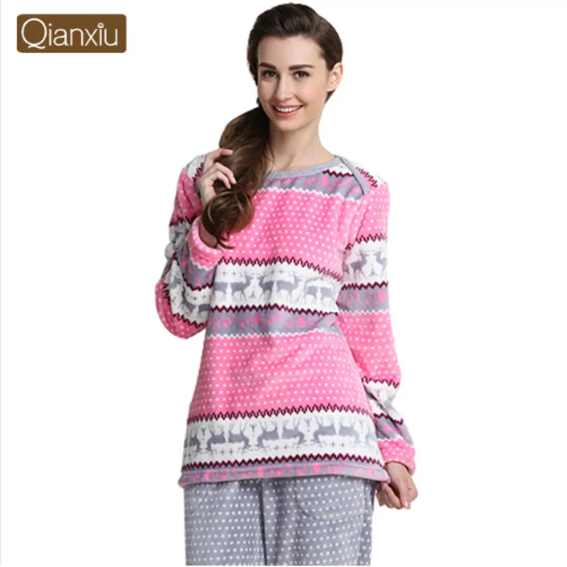 2020 зимние женские радужные полосатые пижамные комплекты плотные теплые