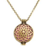 modkisr send a gift 30mm wholesale fashion lotus essential oil diffusing necklace rich retro charm star aroma locket pendant
