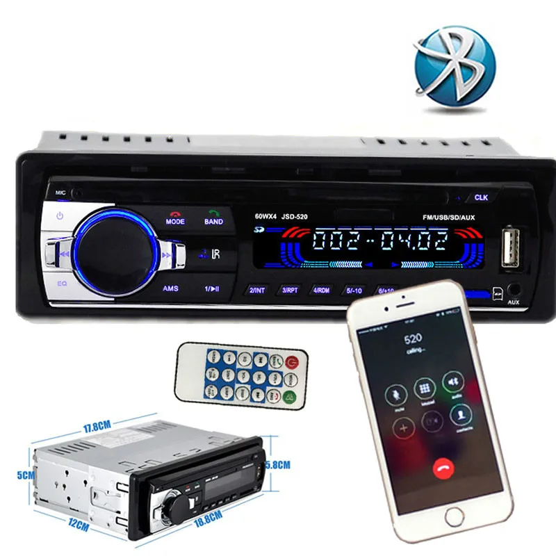 Аудио Bluetooth автомобильный Радио стерео MP3 плеер AUX IN FM USB 1 Din 12 V в тире Авто