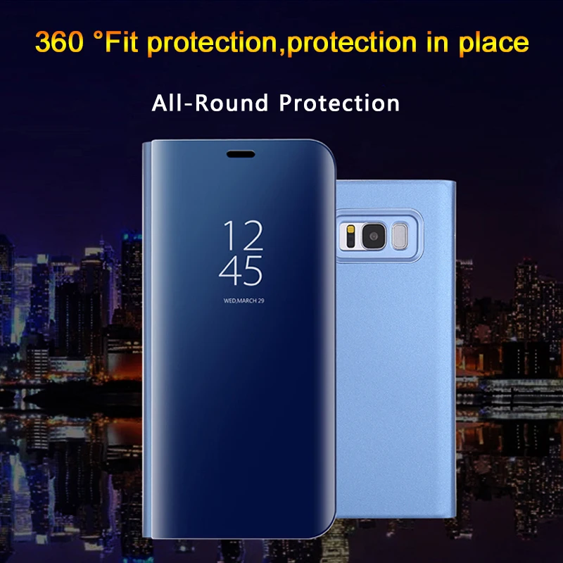 Умный кожаный чехол для Samsung Galaxy S9 Plus S8 S7 Edge S6 Note 8 5 зеркальный флип с подставкой J3 J5