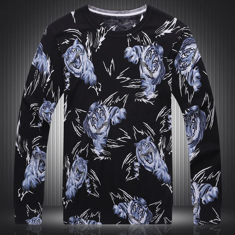 Модный эксклюзивный свитер с персонализированным рисунком небольших тигров