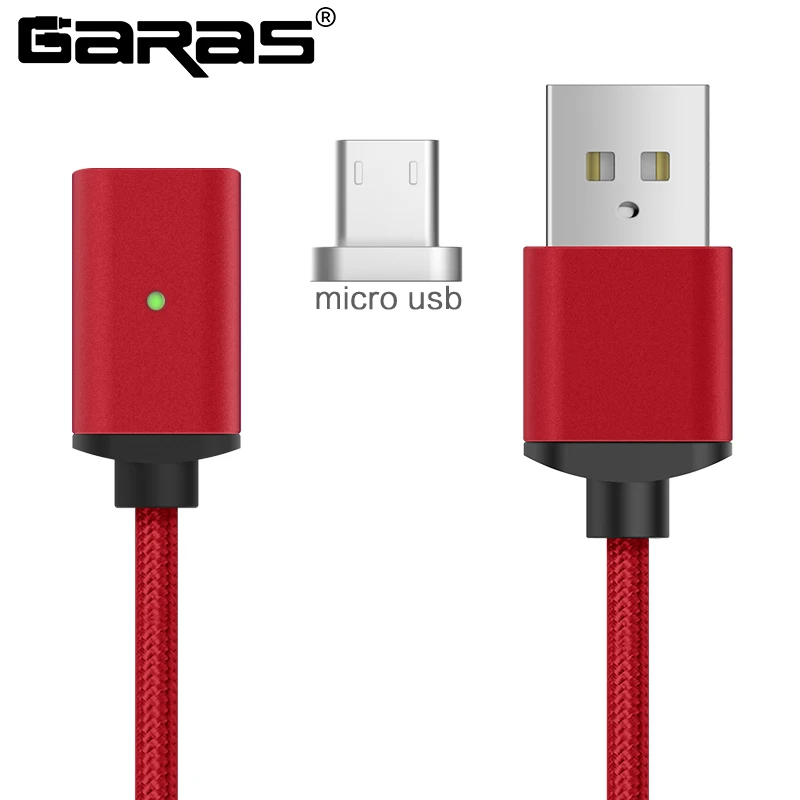 red micro usb GARAS Магнитный кабель для iphone Micro Тип usb C 3in1 мобильного телефона Магнит кабель быстрой зарядки Магнитная Micro USB Кабель-адаптер - Цвет: red micro usb