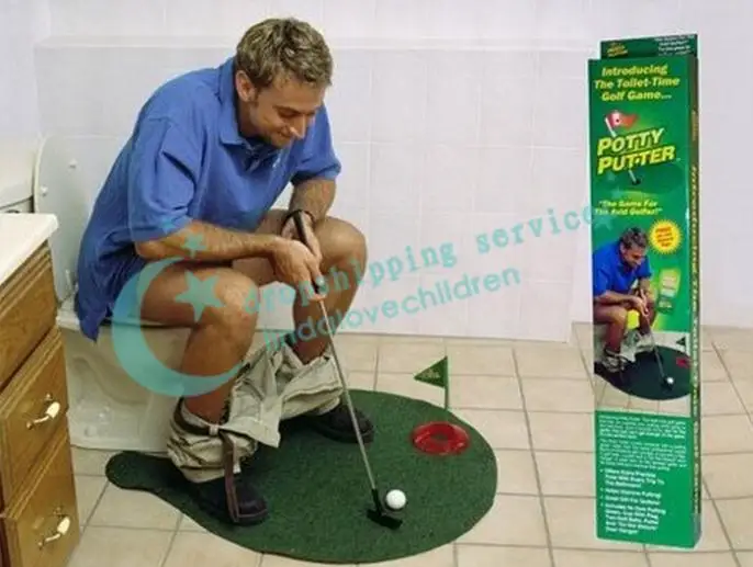 1 Set Potty Putter Toilet Golf Game Mini Putting Green Free Shipping |
