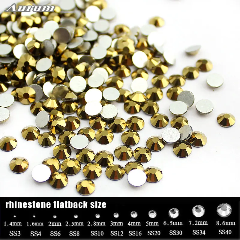 Aurum SS16 SS34 (288/pcs1440pcs)/уп Цвет Стразы для ногтей с плоской задней частью прямой