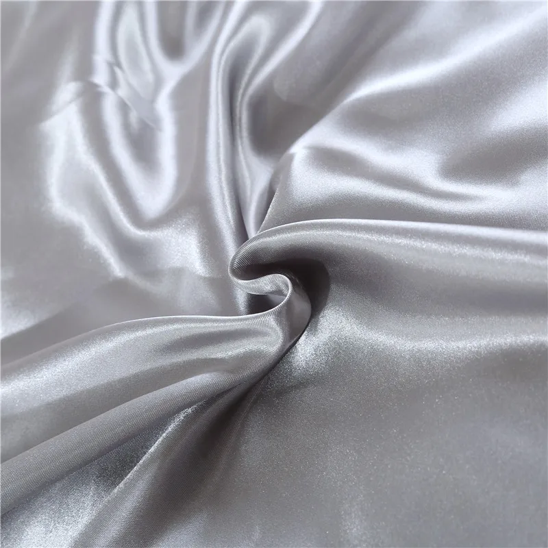 Лидер продаж роскошный серый однотонный сатиновый Шелковый пододеяльник набор